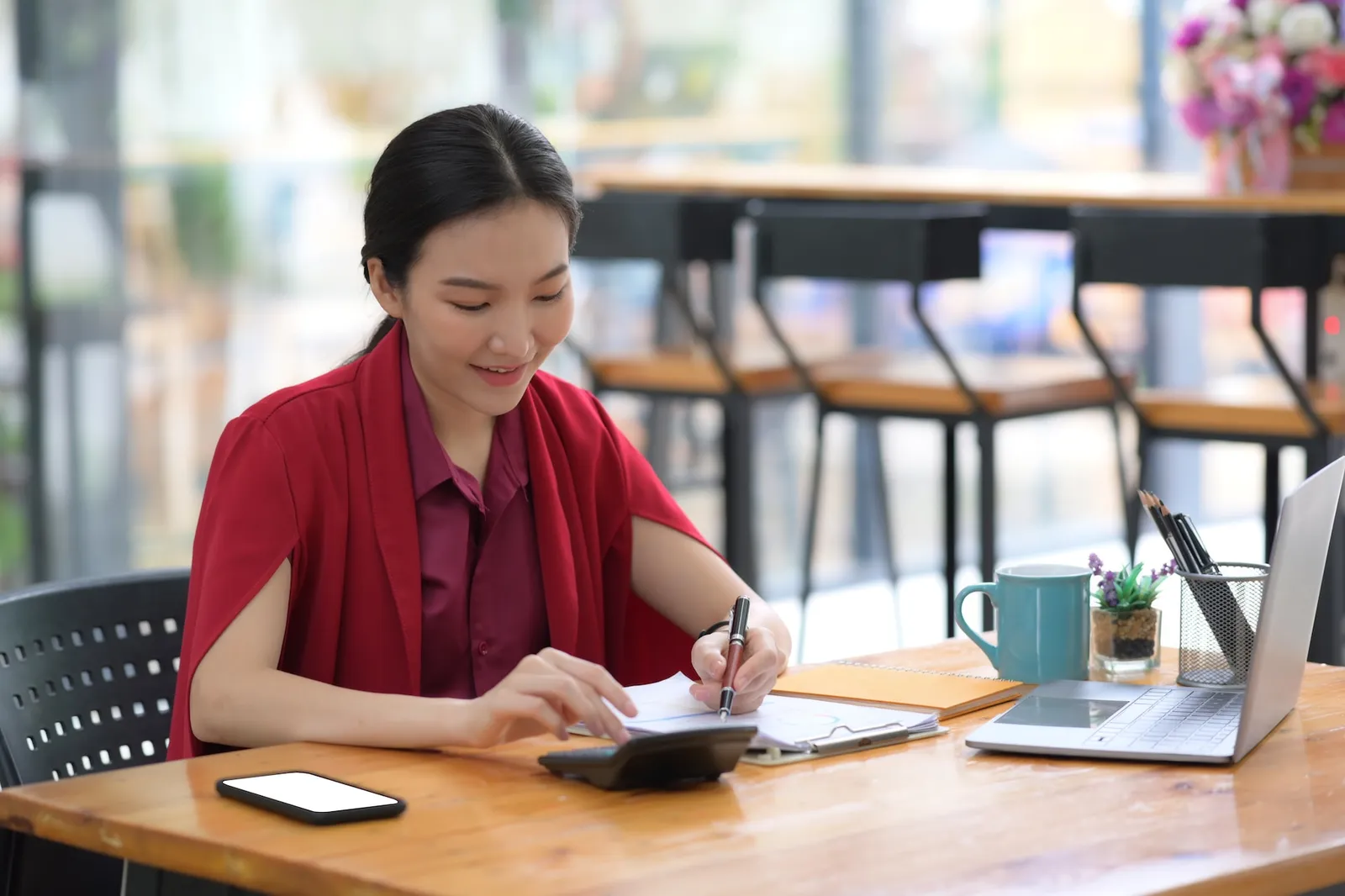 woman computing tax